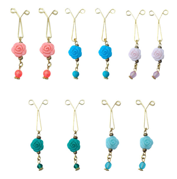 U-Hijab-Clip-Set für muslimische Frauen mit Blumen-Anhänger (10 Stück)