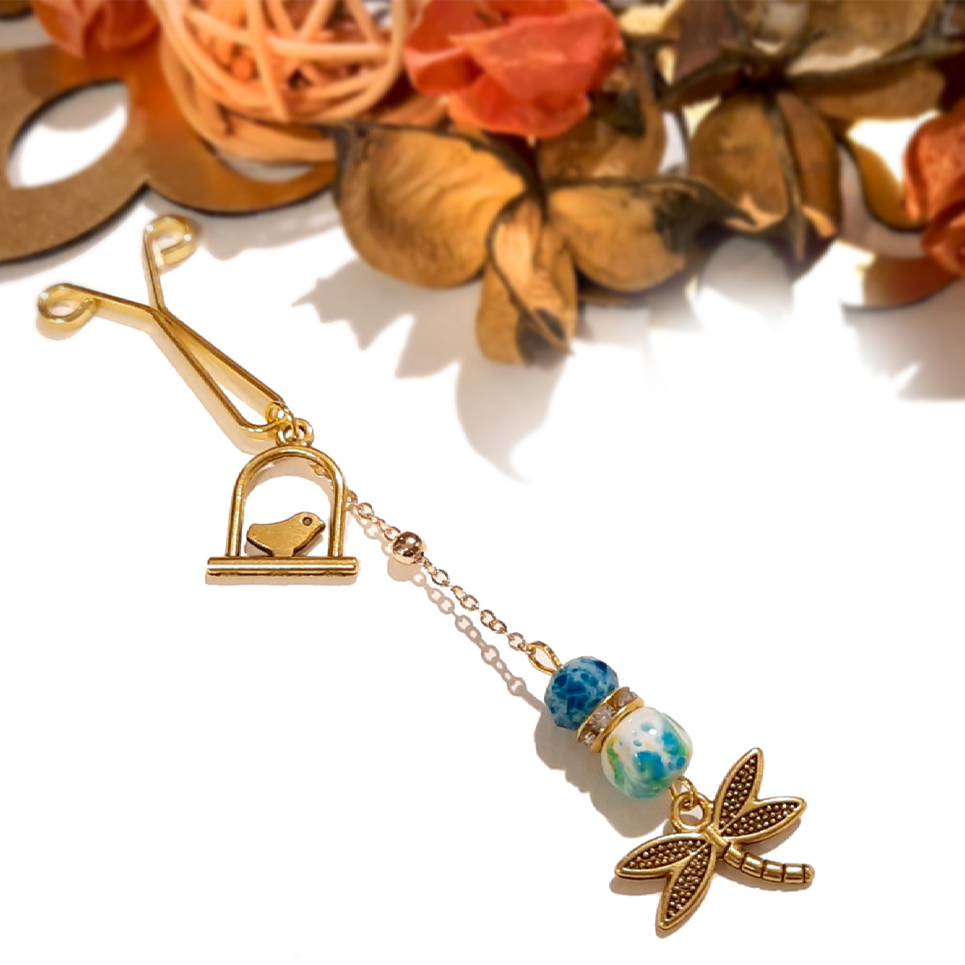 U-Hijab-Clips für muslimische Frauen mit langem Libellen-Anhänger