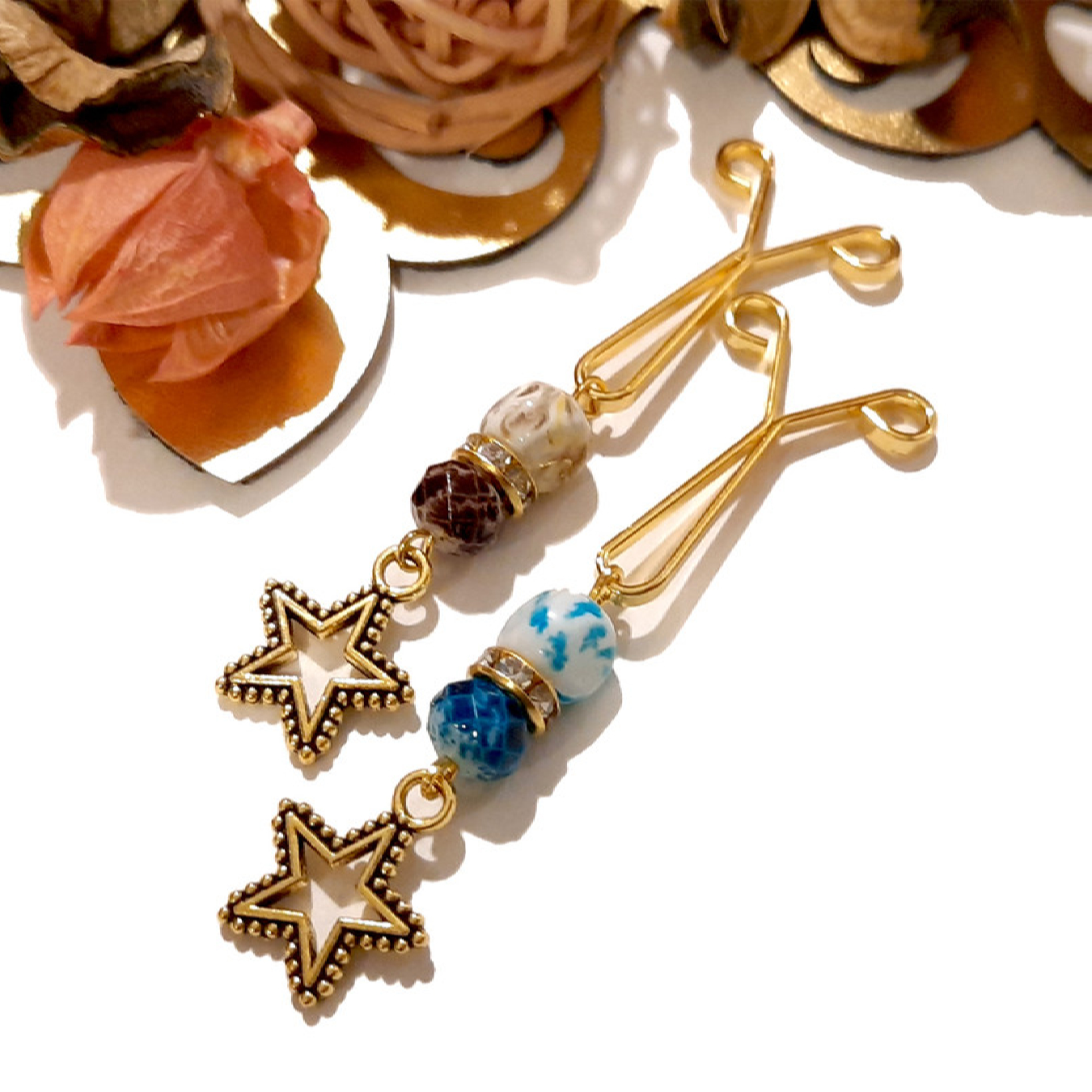 U-Hijab-Clips für muslimische Frauen Kopftuch mit Stern-Anhänger (4 Stück)