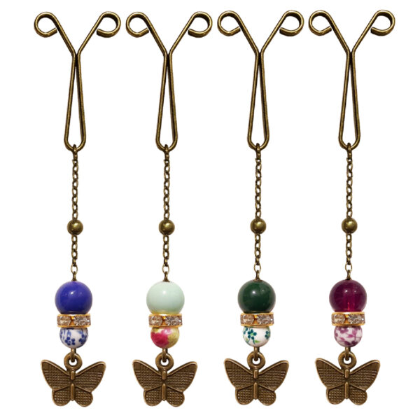 U-Hijab-Clips für muslimische Frauen mit langem Schmetterlings-Anhänger (4 Stück)