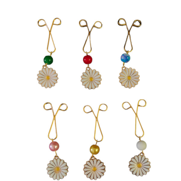 U-Hijab-Clips für muslimische Frauen mit Kamillen-Anhänger (6 Stück)