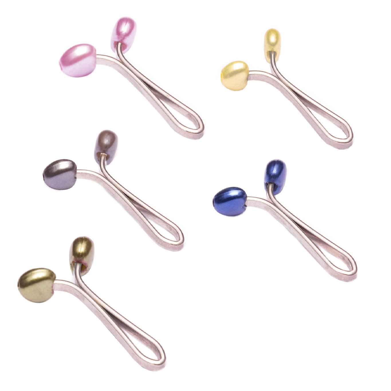 U-Hijab-Clips für muslimische Frauen mit bunten Kunstperlen (5 Stück)