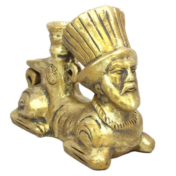 Handgefertigte goldene Keramik-Räucherstäbchen-Skulptur – Sphinx Design