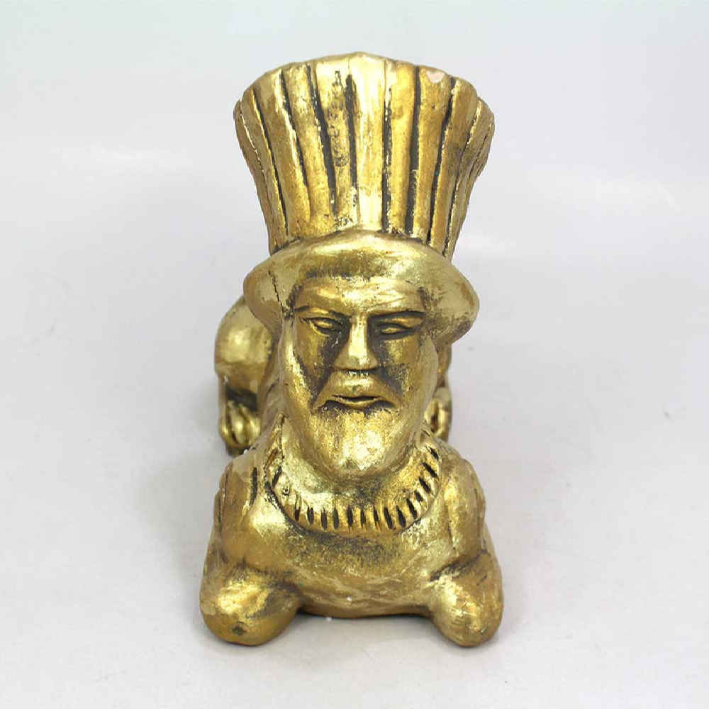 Handgefertigte goldene Keramik-Räucherstäbchen-Skulptur – Sphinx Design