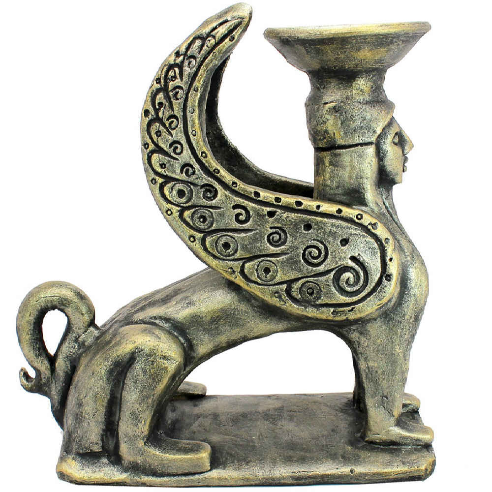 Handgefertigte Keramik-Räucherstäbchen-Skulptur – Sphinx Design
