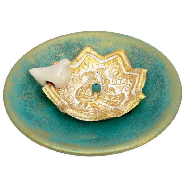 Handgefertigter Keramik-Räucherstäbchenhalter – Vogel Design