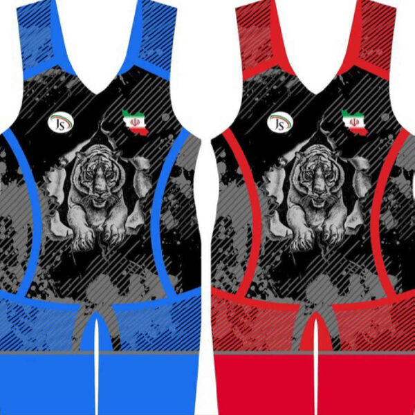 Iranisches Herren Freistilsinglet ohne Ärmel Modell Leopard