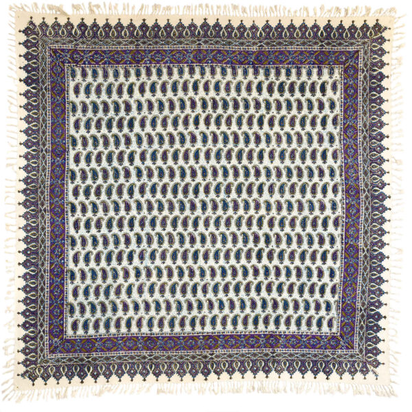 Iranisches Tischtuch: Isfahans traditionelle Kalamkari Blockdruck Lila