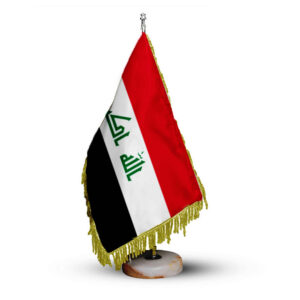 Irak Schreibtisch- und Tischflagge mit Steinbasis