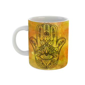 Islamische Keramik-Kaffeetasse – Elegantes Hamsa Muster