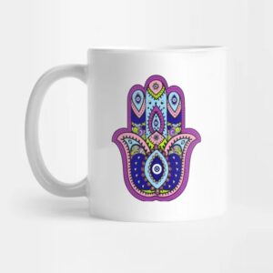 Islamische Keramik-Kaffeetasse – Hamsa Hand Muster