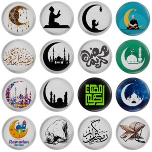 Islamischer Ansteckbutton-Set – Ramadan Kareem (16 Stück)