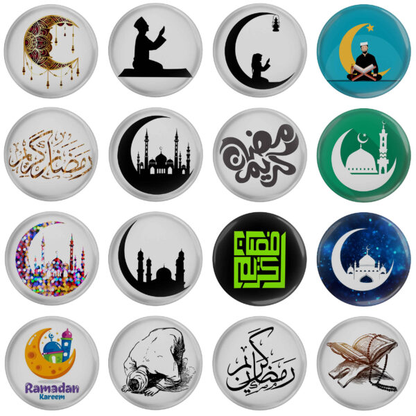 Islamischer Ansteckbutton-Set - Ramadan Kareem (16 Stück)