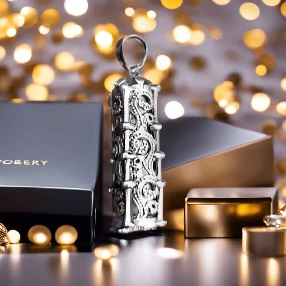 Islamisches Silberanhänger mit Hirz von Imam Jawad Muslimischer Schmuck