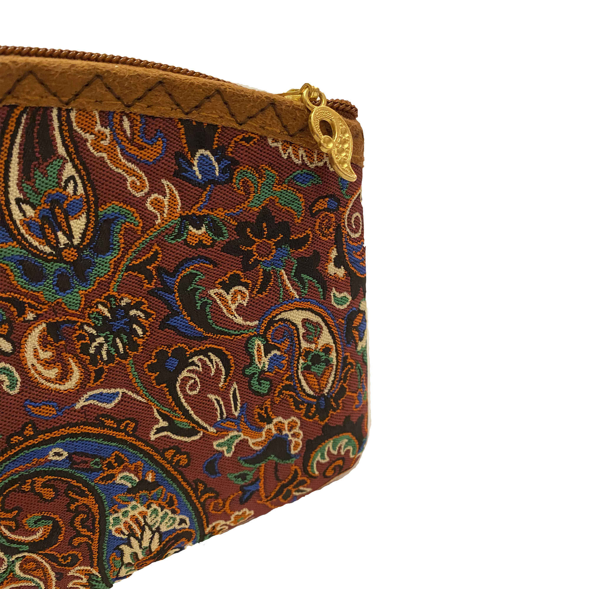 Persische Make-up Tasche aus Paisley Braun Termeh Stoff für Frauen