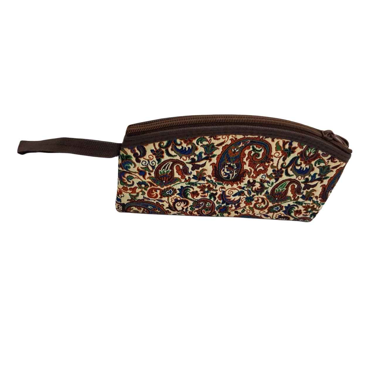 Persische Make-up Tasche aus Paisley Termeh Stoff mit Griff für Kosmetik