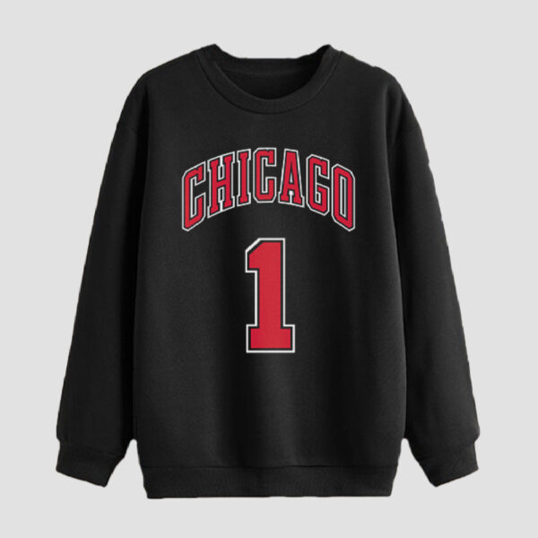 Herren-Rundhals-Sweatshirt aus schwarzer Baumwolle – Chicago
