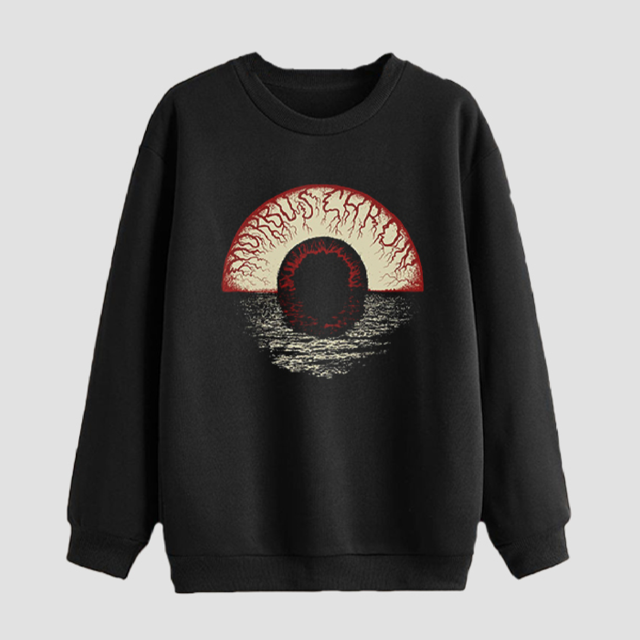 Herren Rundhals-Sweatshirt Baumwolle schwarz Dark Eye Design
