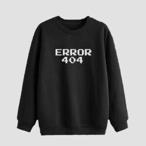 Herren Rundhals-Sweatshirt Baumwolle schwarz Black Error 404