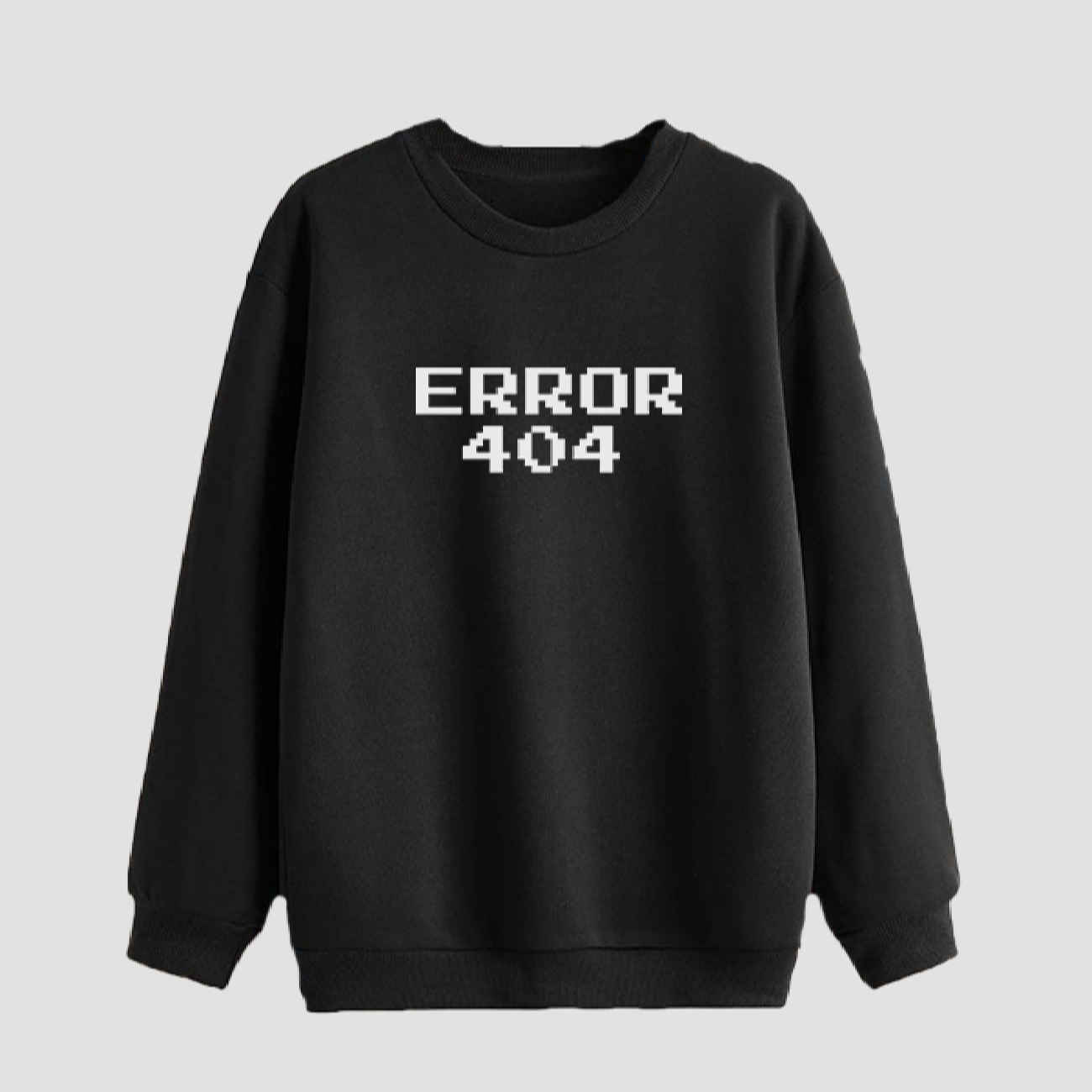 Herren Rundhals-Sweatshirt aus Baumwolle in Schwarz – Fehler 404