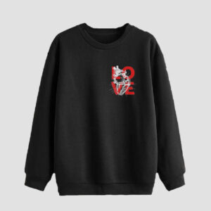Herren Rundhals-Sweatshirt Baumwolle schwarz Love Design