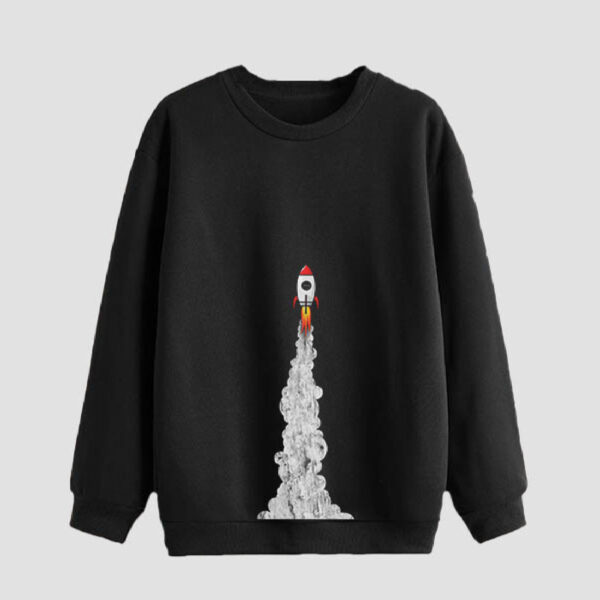 Herren Rundhals-Sweatshirt Baumwolle schwarz Spaceship