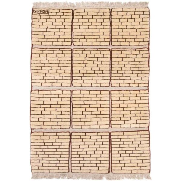 Original echter persischer Gabbeh-Wollteppich handgewebt Ziegelwand