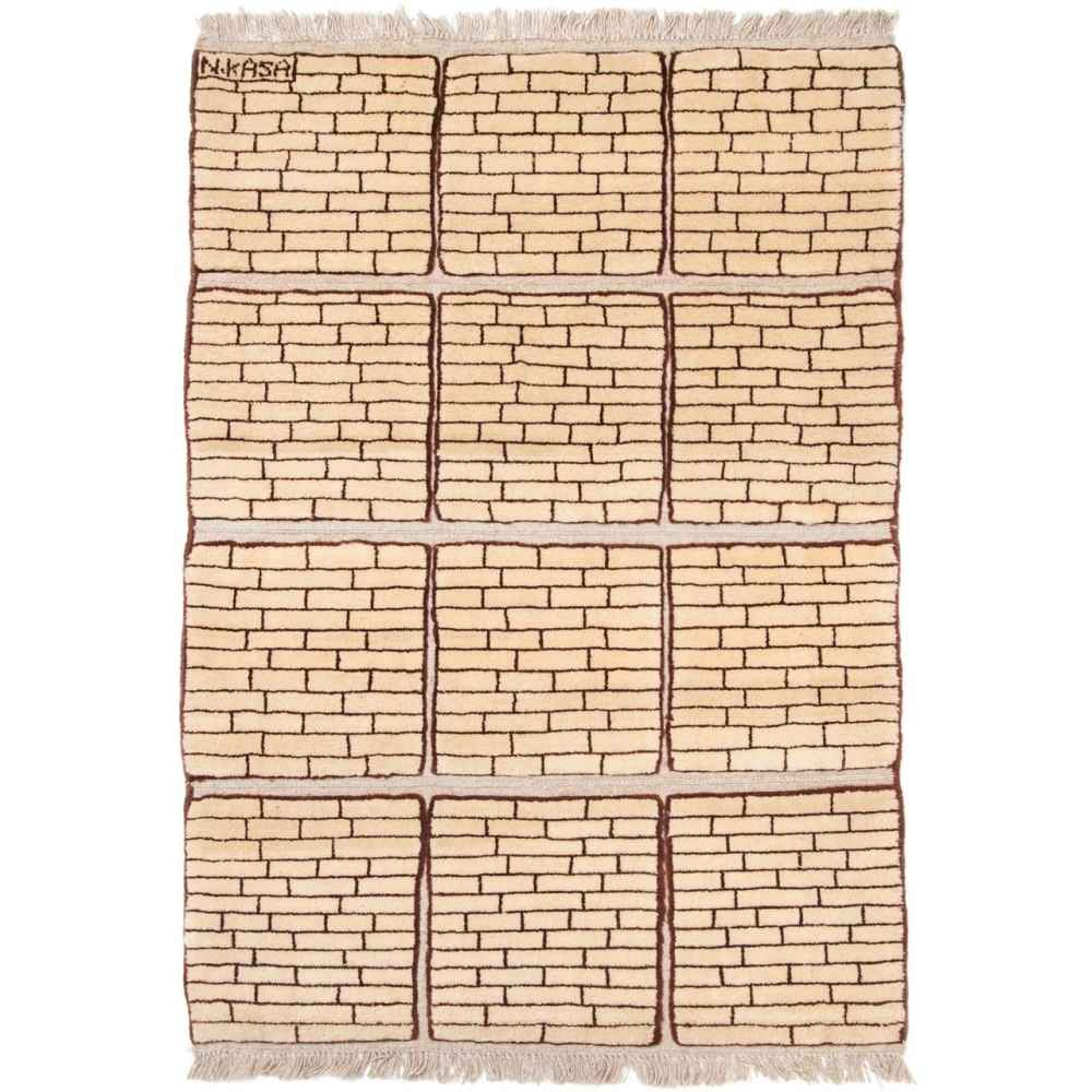 Original echter persischer Gabbeh-Wollteppich handgewebt Ziegelwand