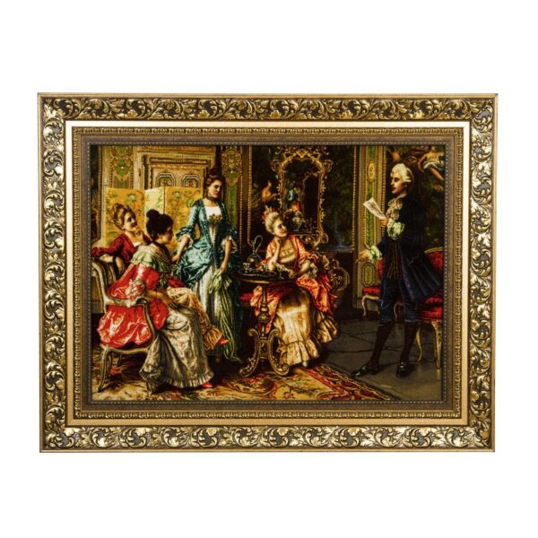 Handgeknüpfter persischer Bildteppich aus Tabriz, der Arturo Riccis Poesieabend darstellt