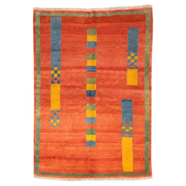 Authentischer persischer Gabbeh-Wollteppich handgewebt in Fars ziegelrot