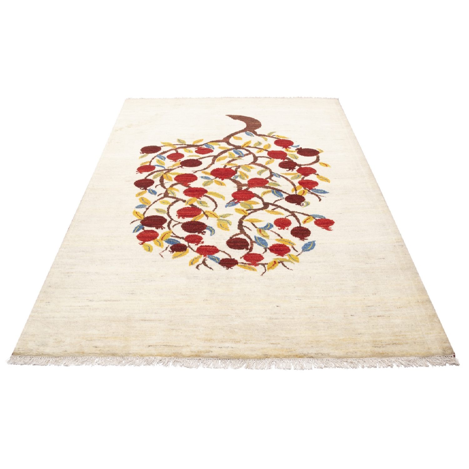 Persischer Gabbeh-Wollteppich handgewebt in Fars Granatapfel