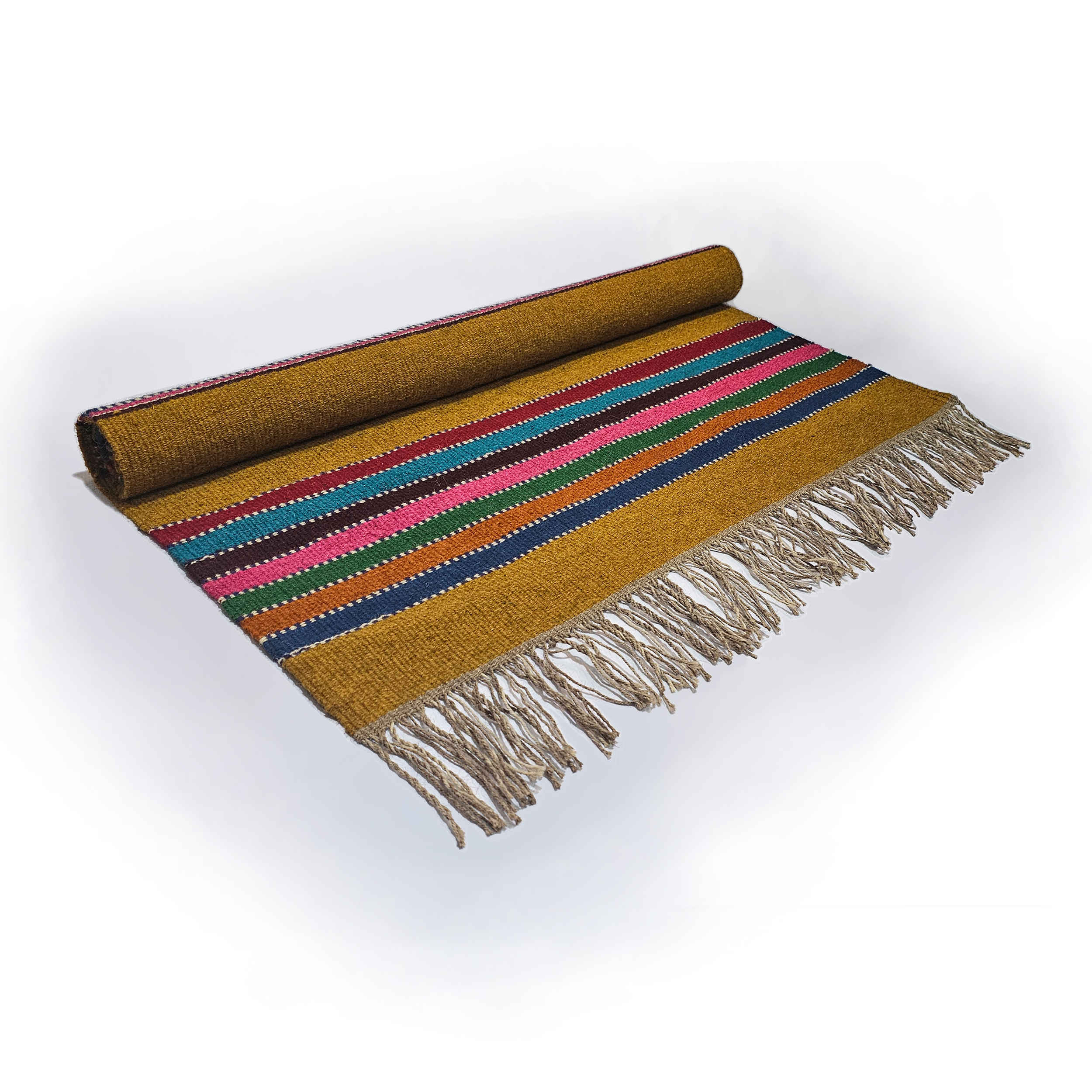 Persischer Jajim Teppich flachgewebt in Lorestan gestreift Braun