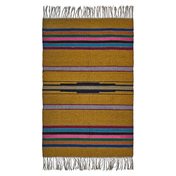 Persischer Jajim Teppich flachgewebt in Lorestan gestreift Braun