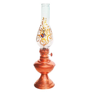 Persische Petroleumlampe mit Kupferfuß im Shah Abbasi Design