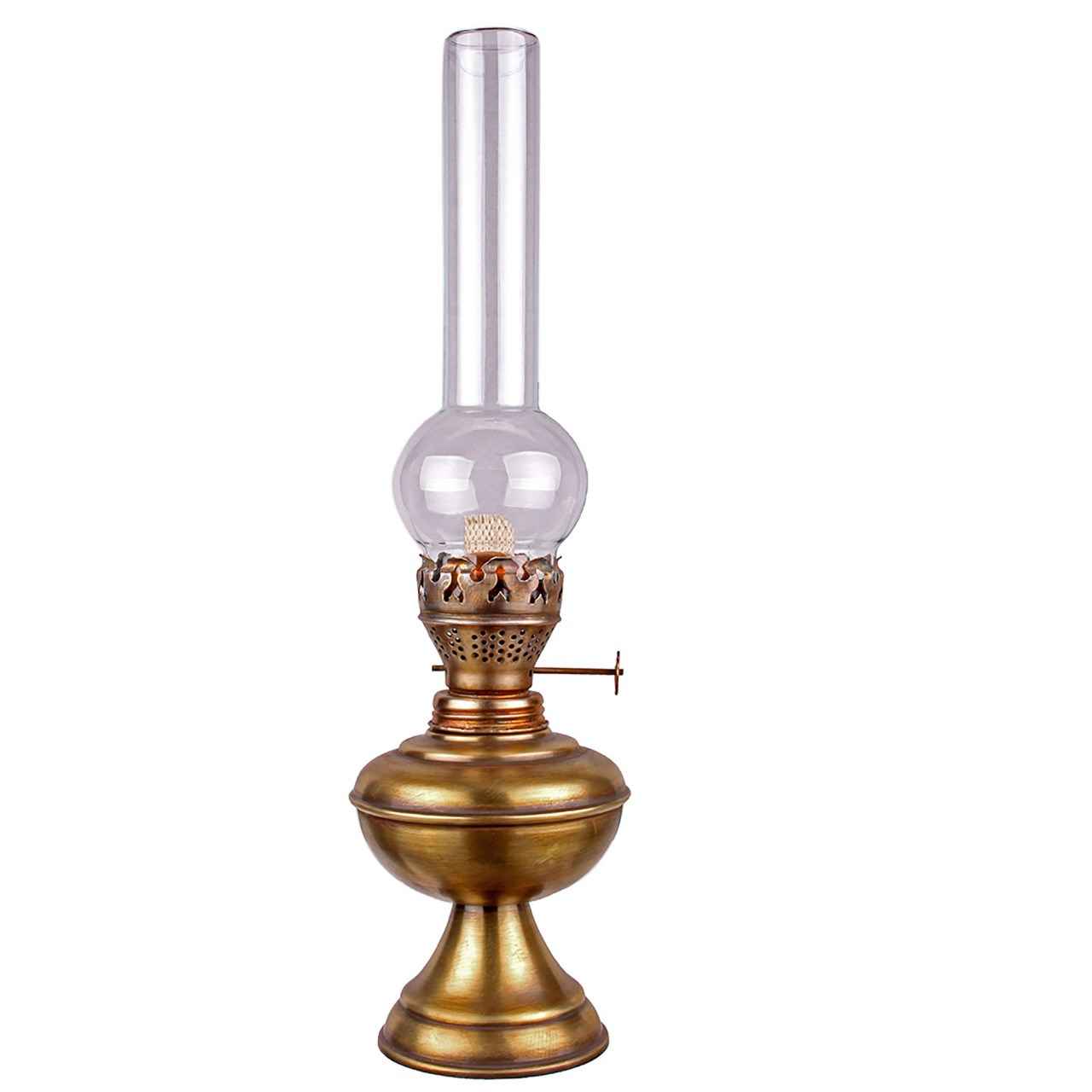 Persische Petroleumlampe mit goldenem Metallfuß
