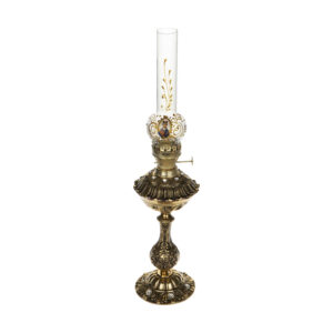 Persische Petroleumlampe mit Messingfuß im Shah Abbasi Design