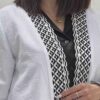 Persischer Manto schwarz & weiß mit Fronttaschen für Frauen