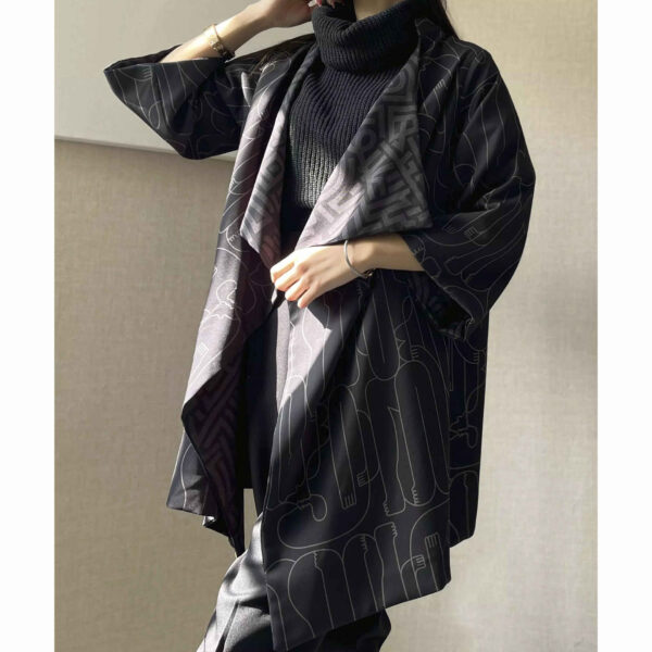 Persischer Manto, doppelseitiger schwarzer Kreppstoff für Frauen