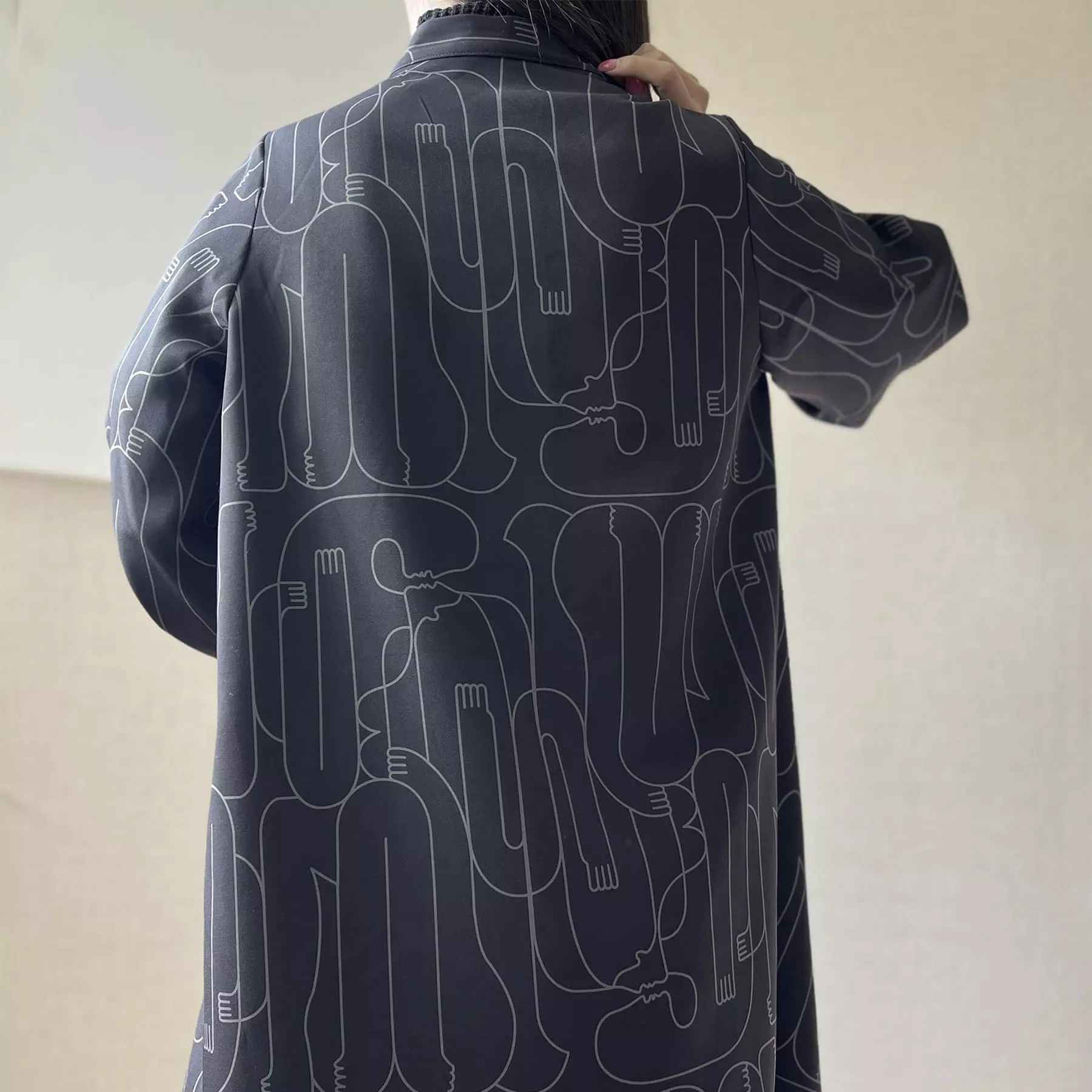 Persischer Manto, doppelseitiger schwarzer Kreppstoff für Frauen