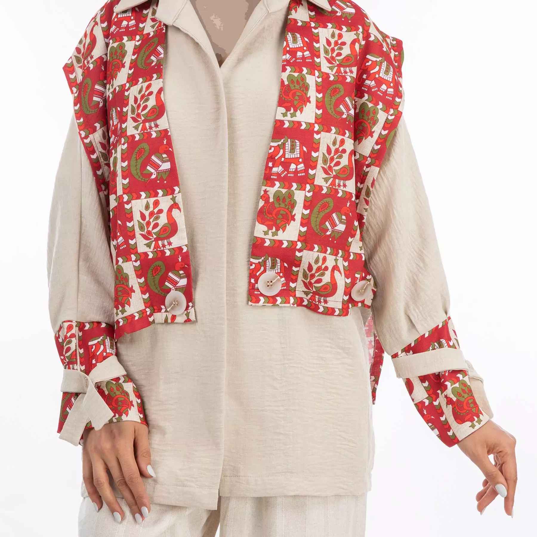 Persischer Manto, lockere Passform, Baumwollstoff für Frauen