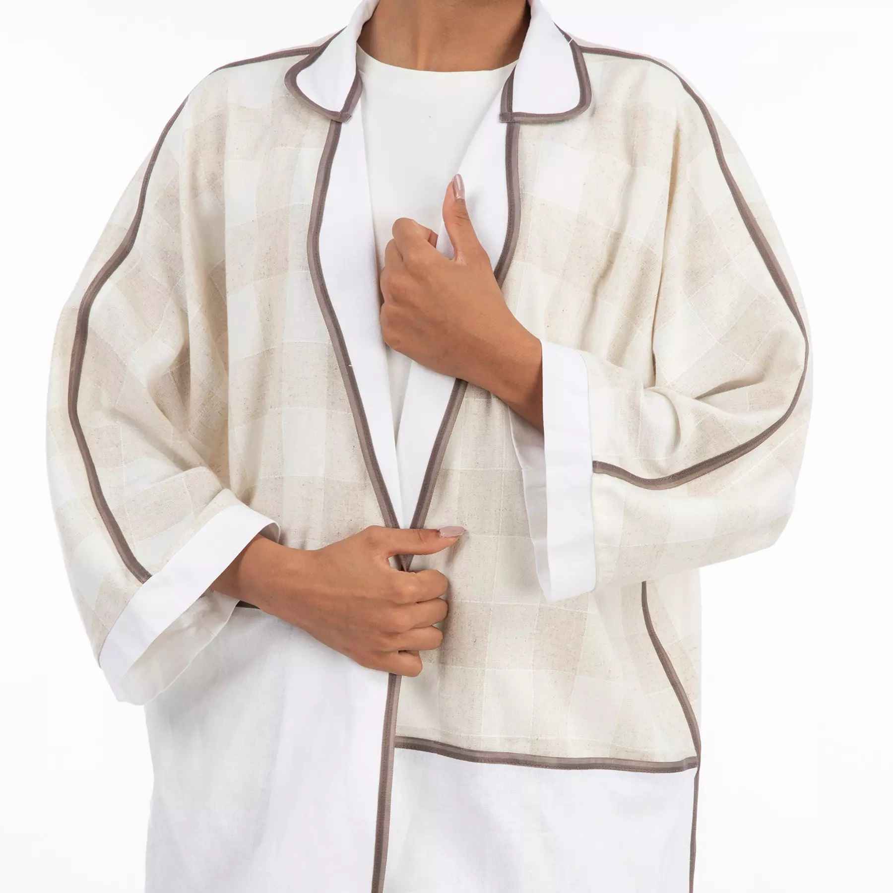 Persischer Manto, lockere Passform, Leinenstoff für Frauen