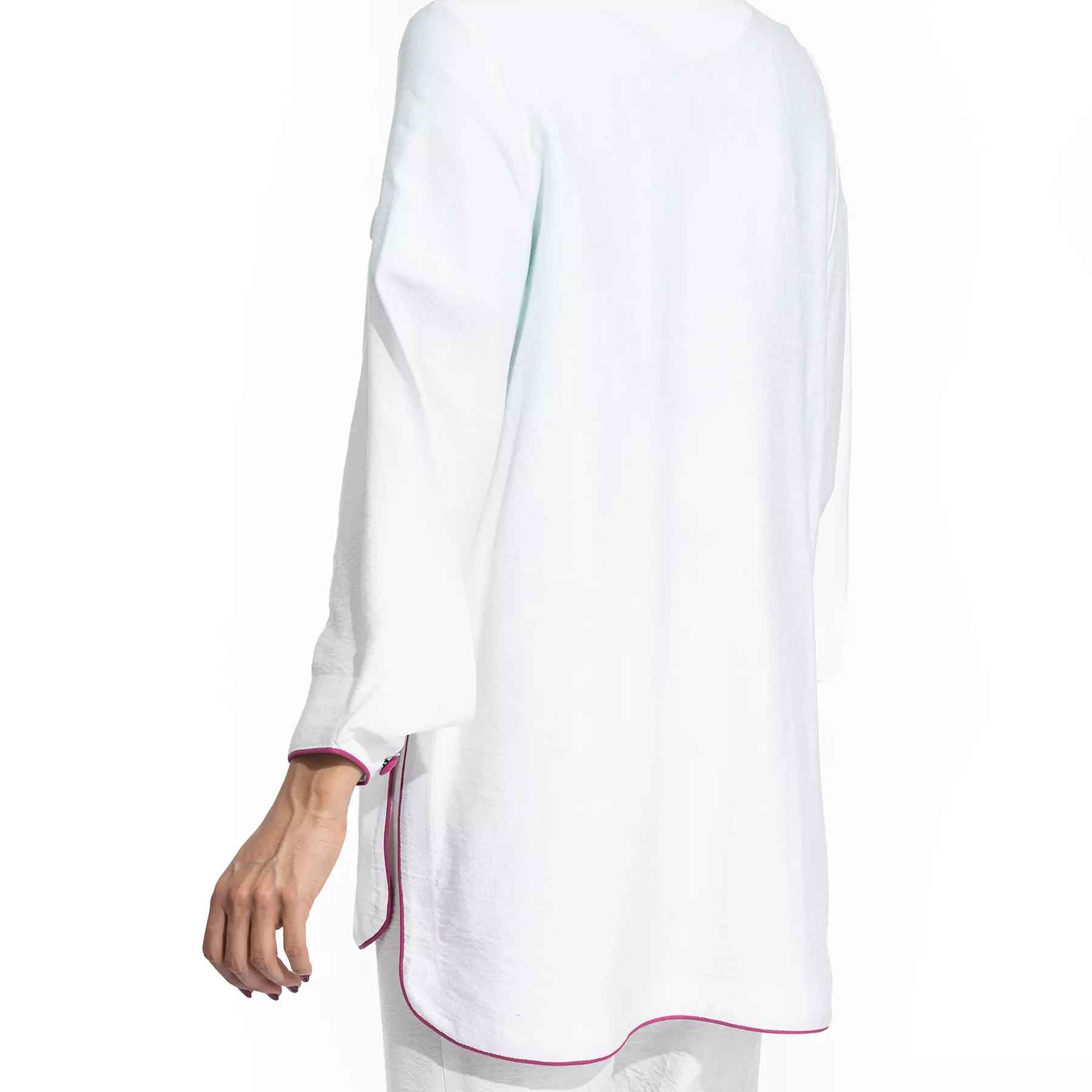 Persischer Manto mit floralem Stickerei für Frauen, weiß