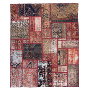 Vintage Persischer handgeknüpfter Patchwork-Teppich Geometrisch