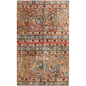 Vintage Persischer handgeknüpfter Patchwork-Teppich Kashan grün