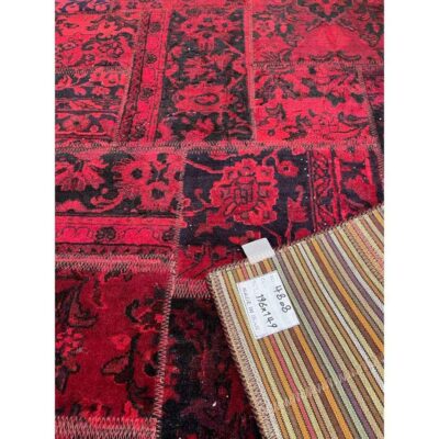 Vintage Persischer handgeknüpfter Patchwork-Teppich Abstrakt Rot