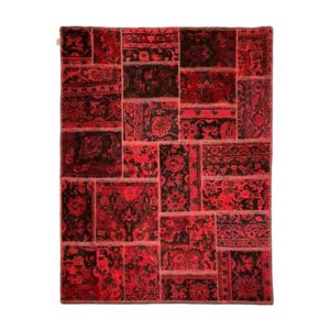 Vintage Persischer handgeknüpfter Patchwork-Teppich Abstrakt Rot