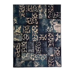 Vintage Persischer handgeknüpfter Patchwork-Teppich Marineblau