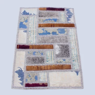 Persischer handgeknüpfter Patchwork-Teppich Wei?