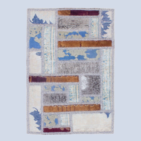 Persischer handgeknüpfter Patchwork-Teppich Wei?