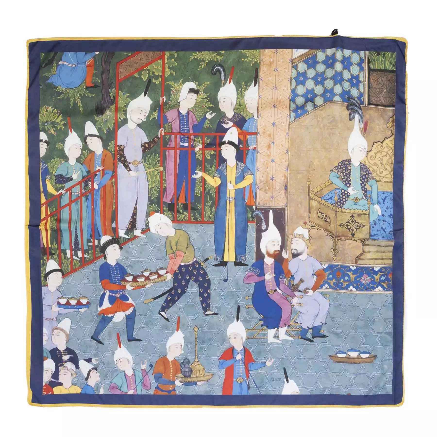 Persischer Schal für Damen – Lebendiges Shahnameh-Inspiriertes Motiv